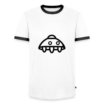flying saucer - Men's Ringer Shirt - white/black - Front - AI Model Female 172 light (172cm) & AI Model Male 178 dark (178cm)