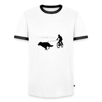 Biker team - Men's Ringer Shirt - white/black - Front - AI Model Female 172 light (172cm) & AI Model Male 178 dark (178cm)