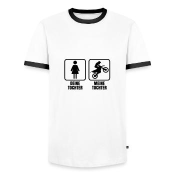 Motocross Tochter - Deine Tochter Meine Tochter - Männer Kontrast-T-Shirt - Weiß/Schwarz - Vorne - AI Model Female 172 light (172cm) & AI Model Male 178 dark (178cm)