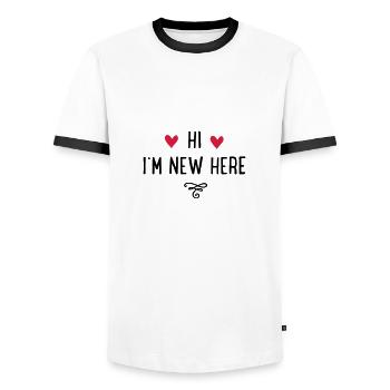 NEWHEREBABY - T-shirt contrasté Homme - blanc/noir - Devant - AI Model Female 172 light (172cm) & AI Model Male 178 dark (178cm)