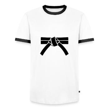 ceinture - T-shirt contrasté Homme - blanc/noir - Devant - AI Model Female 172 light (172cm) & AI Model Male 178 dark (178cm)