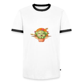 Cactus - Men's Ringer Shirt - white/black - Front - AI Model Female 172 light (172cm) & AI Model Male 178 dark (178cm)