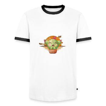 Cactus - Men's Ringer Shirt - white/black - Front - AI Model Female 172 light (172cm) & AI Model Male 178 dark (178cm)