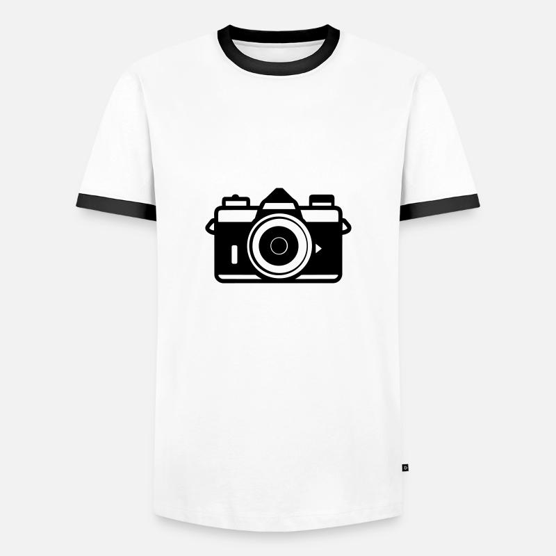 Camera - Men's Ringer Shirt - white/black