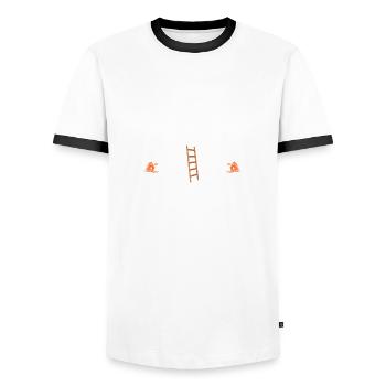 Leiter vom Sägezentrum Holz machen - Männer Kontrast-T-Shirt - Weiß/Schwarz - Vorne - AI Model Female 172 light (172cm) & AI Model Male 178 dark (178cm)