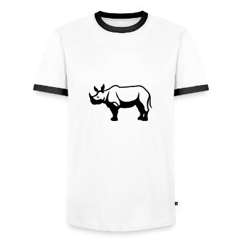 Nashorn - Männer Kontrast-T-Shirt - Weiß/Schwarz - Vorne - AI Model Female 172 light (172cm) & AI Model Male 178 dark (178cm)