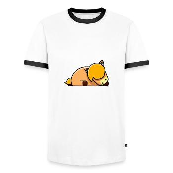 Joli cheval dort - T-shirt contrasté Homme - blanc/noir - Devant - AI Model Female 172 light (172cm) & AI Model Male 178 dark (178cm)