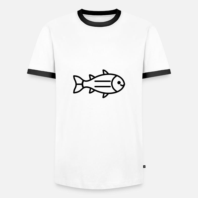 Fisch - Männer Kontrast-T-Shirt - Weiß/Schwarz