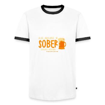 Also Available In Sober, Excludes Weekends 2 - Men's Ringer Shirt - white/black - Front - AI Model Female 172 light (172cm) & AI Model Male 178 dark (178cm)