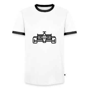 Race Car - Men's Ringer Shirt - white/black - Front - AI Model Female 172 light (172cm) & AI Model Male 178 dark (178cm)