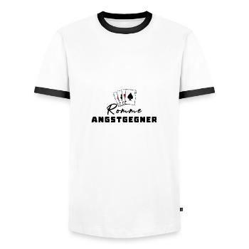 Rummy Fear Opponent - Men's Ringer Shirt - white/black - Front - AI Model Female 172 light (172cm) & AI Model Male 178 dark (178cm)