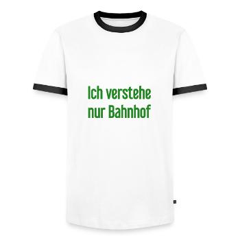 Je ne comprends que la gare - T-shirt contrasté Homme - blanc/noir - Devant - AI Model Female 172 light (172cm) & AI Model Male 178 dark (178cm)