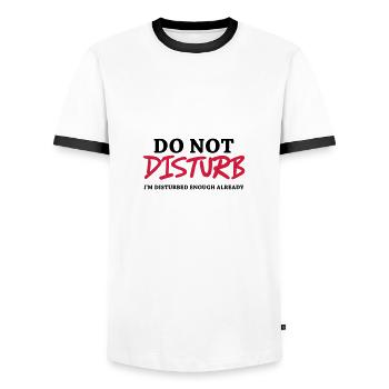 Do not disturb - Men's Ringer Shirt - white/black - Front - AI Model Female 172 light (172cm) & AI Model Male 178 dark (178cm)