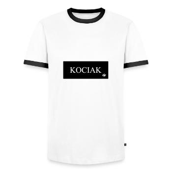 DZ0002 Pfote für Kätzchen mit Aufschrift - Männer Kontrast-T-Shirt - Weiß/Schwarz - Vorne - AI Model Female 172 light (172cm) & AI Model Male 178 dark (178cm)