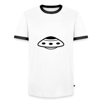 flying saucer - Men's Ringer Shirt - white/black - Front - AI Model Female 172 light (172cm) & AI Model Male 178 dark (178cm)