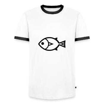 Fish - Men's Ringer Shirt - white/black - Front - AI Model Female 172 light (172cm) & AI Model Male 178 dark (178cm)