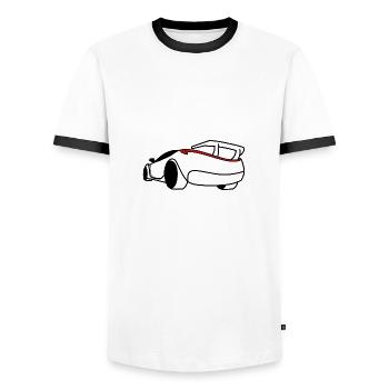Sports car / car rear / car - Men's Ringer Shirt - white/black - Front - AI Model Female 172 light (172cm) & AI Model Male 178 dark (178cm)