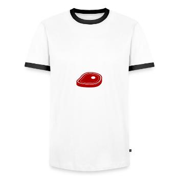 Wagyulogist, Premium Beef Professional 4 - T-shirt contrasté Homme - blanc/noir - Devant - AI Model Female 172 light (172cm) & AI Model Male 178 dark (178cm)