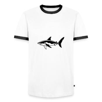 Requin - T-shirt contrasté Homme - blanc/noir - Devant - AI Model Female 172 light (172cm) & AI Model Male 178 dark (178cm)