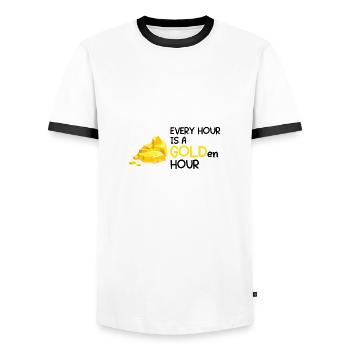 Goldwaschen Goldsucher Goldschüfer Design - Männer Kontrast-T-Shirt - Weiß/Schwarz - Vorne - AI Model Female 172 light (172cm) & AI Model Male 178 dark (178cm)