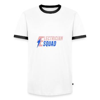 Electro tension de travail de dicton drôle - T-shirt contrasté Homme - blanc/noir - Devant - AI Model Female 172 light (172cm) & AI Model Male 178 dark (178cm)