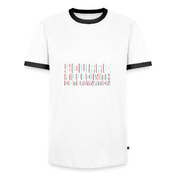 Vous êtes rempli de détermination - T-shirt contrasté Homme - blanc/noir - Devant - AI Model Female 172 light (172cm) & AI Model Male 178 dark (178cm)