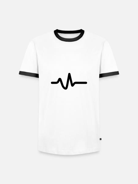 Herzschlag, Puls - Männer Kontrast-T-Shirt - Weiß/Schwarz