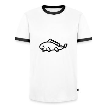 axolotl - Men's Ringer Shirt - white/black - Front - AI Model Female 172 light (172cm) & AI Model Male 178 dark (178cm)