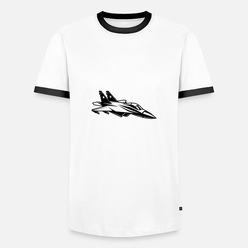 fighter jet - Men's Ringer Shirt - white/black