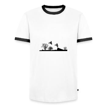 Enduro - Motocross - T-shirt contrasté Homme - blanc/noir - Devant - AI Model Female 172 light (172cm) & AI Model Male 178 dark (178cm)