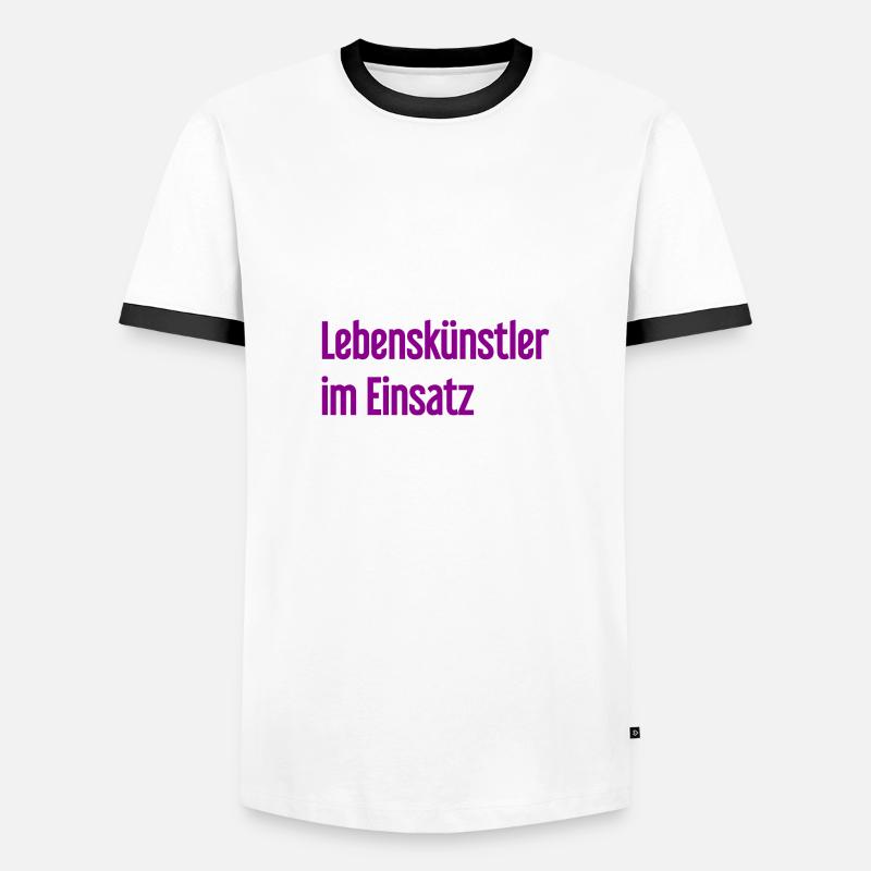 Lebenskünstler im Einsatz - Männer Kontrast-T-Shirt - Weiß/Schwarz