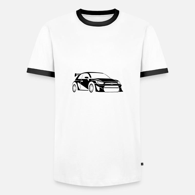 Rallye - Männer Kontrast-T-Shirt - Weiß/Schwarz