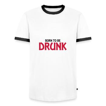 Born to be drunk - T-shirt contrasté Homme - blanc/noir - Devant - AI Model Female 172 light (172cm) & AI Model Male 178 dark (178cm)