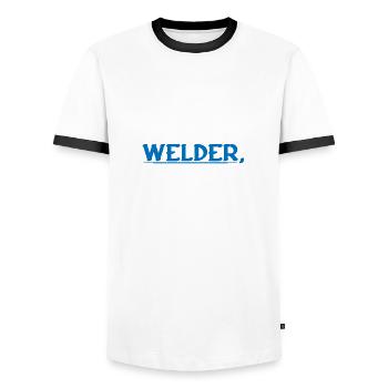 Welder, Because I Don't Mind Hard Work 4 - Männer Kontrast-T-Shirt - Weiß/Schwarz - Vorne - AI Model Female 172 light (172cm) & AI Model Male 178 dark (178cm)