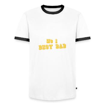 No.1 BEST DAD T-Shirt - Men's Ringer Shirt - white/black - Front - AI Model Female 172 light (172cm) & AI Model Male 178 dark (178cm)