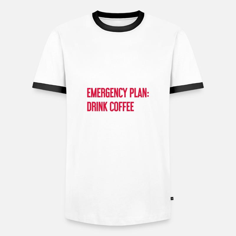 Kaffee-Notfallplan - Männer Kontrast-T-Shirt - Weiß/Schwarz