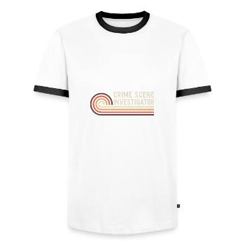 Securing traces - Kripo Polizei Kriminaltechnik - Men's Ringer Shirt - white/black - Front - AI Model Female 172 light (172cm) & AI Model Male 178 dark (178cm)