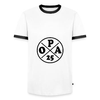 Opa 2025 - Männer Kontrast-T-Shirt - Weiß/Schwarz - Vorne - AI Model Female 172 light (172cm) & AI Model Male 178 dark (178cm)