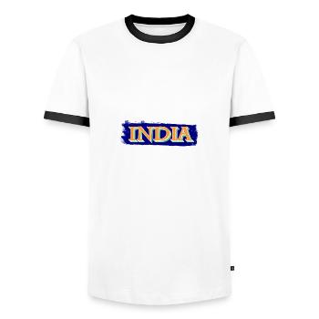 Inde Inde Hindu Pride Drapeau Pays I Cadeau - T-shirt contrasté Homme - blanc/noir - Devant - AI Model Female 172 light (172cm) & AI Model Male 178 dark (178cm)