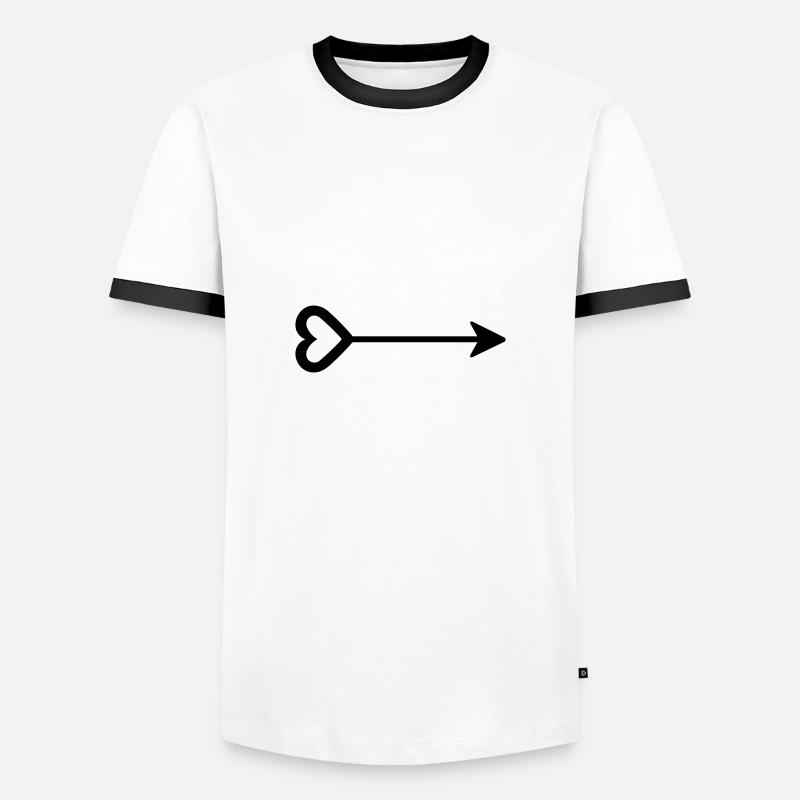 Herz-Pfeil - Männer Kontrast-T-Shirt - Weiß/Schwarz