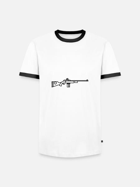 Scharfschützen-Schrotflinte - Männer Kontrast-T-Shirt - Weiß/Schwarz