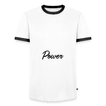 Turn the pain into power - Men's Ringer Shirt - white/black - Front - AI Model Female 172 light (172cm) & AI Model Male 178 dark (178cm)