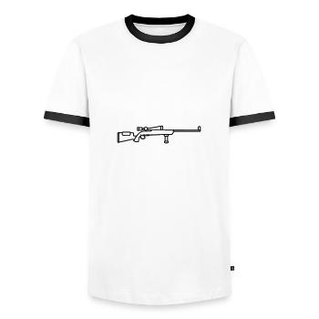Sniper Shotgun - Men's Ringer Shirt - white/black - Front - AI Model Female 172 light (172cm) & AI Model Male 178 dark (178cm)