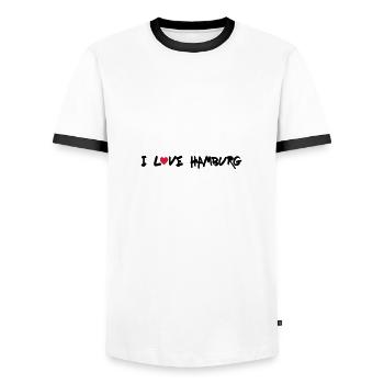 J'adore Hambourg - T-shirt contrasté Homme - blanc/noir - Devant - AI Model Female 172 light (172cm) & AI Model Male 178 dark (178cm)