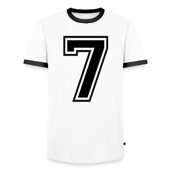 7 - Männer Kontrast-T-Shirt - Weiß/Schwarz - Vorne - AI Model Female 172 light (172cm) & AI Model Male 178 dark (178cm)