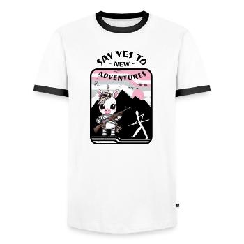 Zebra Einhorn - Männer Kontrast-T-Shirt - Weiß/Schwarz - Vorne - AI Model Female 172 light (172cm) & AI Model Male 178 dark (178cm)