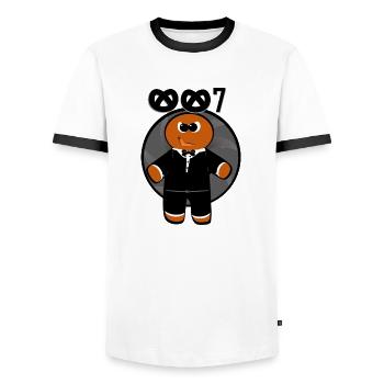 Gentleman au service de l Alsace - T-shirt contrasté Homme - blanc/noir - Devant - AI Model Female 172 light (172cm) & AI Model Male 178 dark (178cm)