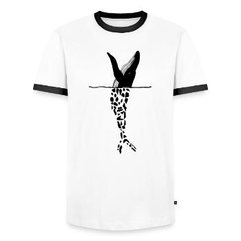 Plastik Wal Umweltschutz - Männer Kontrast-T-Shirt - Weiß/Schwarz - Vorne - AI Model Female 172 light (172cm) & AI Model Male 178 dark (178cm)
