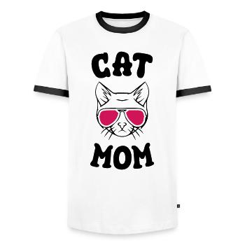Cat Mom - Männer Kontrast-T-Shirt - Weiß/Schwarz - Vorne - AI Model Female 172 light (172cm) & AI Model Male 178 dark (178cm)