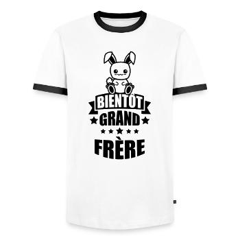 bientôt grand frère - T-shirt contrasté Homme - blanc/noir - Devant - AI Model Female 172 light (172cm) & AI Model Male 178 dark (178cm)